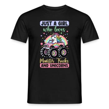 Monster Truck Einhorn Geburtstagsfeier Mädchen - Männer T-Shirt - Schwarz - Vorne - AI Model Male 178 light (178cm)