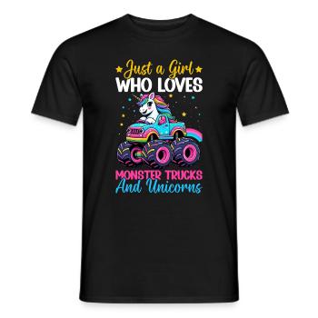 Monster Truck Einhorn Geburtstagsfeier Mädchen - Männer T-Shirt - Schwarz - Vorne - AI Model Male 178 light (178cm)