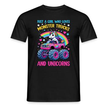 Monster Truck Einhorn Geburtstagsfeier Mädchen - Männer T-Shirt - Schwarz - Vorne - AI Model Male 178 light (178cm)