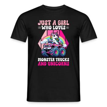 Monster Truck Einhorn Geburtstagsfeier Mädchen - Männer T-Shirt - Schwarz - Vorne - AI Model Male 178 light (178cm)