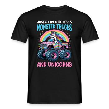 Monster Truck Einhorn Geburtstagsfeier Mädchen - Männer T-Shirt - Schwarz - Vorne - AI Model Male 178 light (178cm)