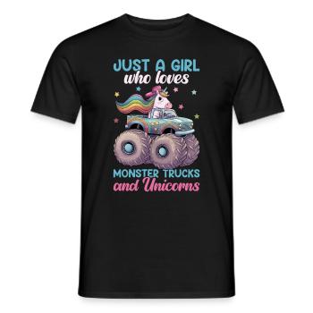 Monster Truck Einhorn Geburtstagsfeier Mädchen - Männer T-Shirt - Schwarz - Vorne - AI Model Male 178 light (178cm)