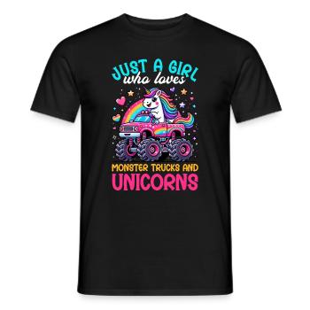 Monster Truck Einhorn Geburtstagsfeier Mädchen - Männer T-Shirt - Schwarz - Vorne - AI Model Male 178 light (178cm)