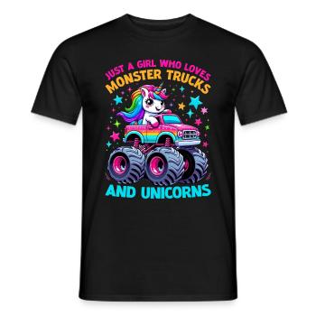 Monster Truck Einhorn Geburtstagsfeier Mädchen - Männer T-Shirt - Schwarz - Vorne - AI Model Male 178 light (178cm)