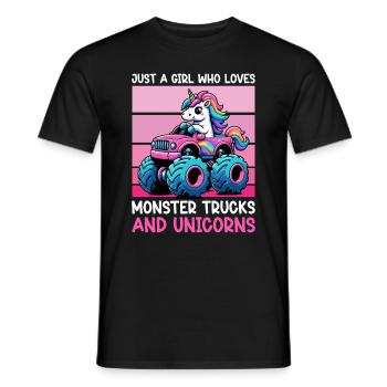 Monster Truck Einhorn Geburtstagsfeier Mädchen - Männer T-Shirt - Schwarz - Vorne - AI Model Male 178 light (178cm)
