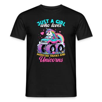 Monster Truck Einhorn Geburtstagsfeier Mädchen - Männer T-Shirt - Schwarz - Vorne - AI Model Male 178 light (178cm)