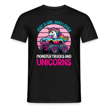 Monster Truck Einhorn Geburtstagsfeier Mädchen - Männer T-Shirt - Schwarz - Vorne - AI Model Male 178 light (178cm)