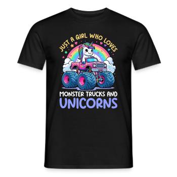 Monster Truck Einhorn Geburtstagsfeier Mädchen - Männer T-Shirt - Schwarz - Vorne - AI Model Male 178 light (178cm)
