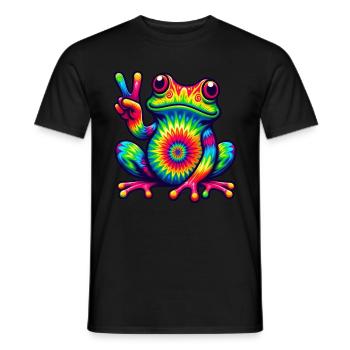Grenouille Signe de Paix Hippie Mignon - T-shirt homme - noir - Devant - AI Model Male 178 light (178cm)