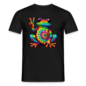 Grenouille Signe de Paix Hippie Mignon - T-shirt homme - noir - Devant - AI Model Male 178 light (178cm)