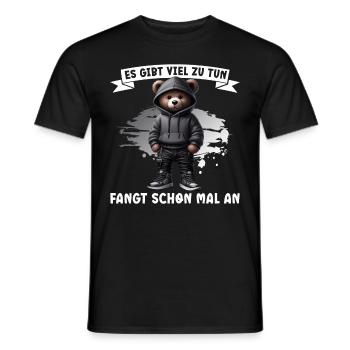 There's a lot to do Get started Teddy Bear - Men's T-Shirt - black - Front - AI Model Male 178 light (178cm)