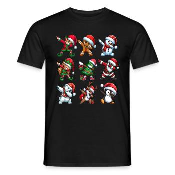 Dabbing Santa Elf Christmas Dance Squad Trendy - Men's T-Shirt - black - Front - AI Model Male 178 light (178cm)