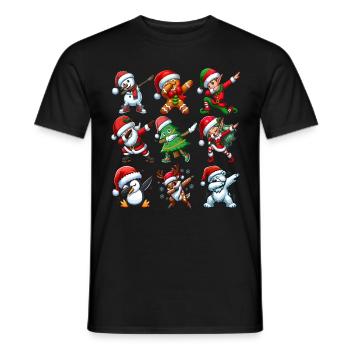 Dabbing Santa Elf Christmas Dance Squad Trendy - Men's T-Shirt - black - Front - AI Model Male 178 light (178cm)