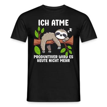 Ich Atme Produktiver Wird Es Heute Nicht Faultier - Männer T-Shirt - Schwarz - Vorne - AI Model Male 178 light (178cm)