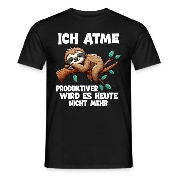 Ich Atme Produktiver Wird Es Heute Nicht Faultier - Männer T-Shirt - Schwarz - Vorne - AI Model Male 178 light (178cm)