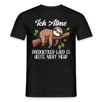 Ich Atme Produktiver Wird Es Heute Nicht Faultier - Männer T-Shirt - Schwarz - Vorne - AI Model Male 178 light (178cm)