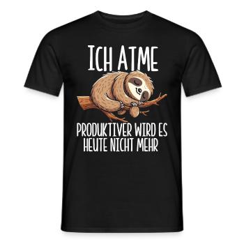 Ich Atme Produktiver Wird Es Heute Nicht Faultier - Männer T-Shirt - Schwarz - Vorne - AI Model Male 178 light (178cm)