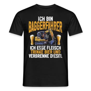 Baggerfahrer Lustige Bauarbeiter Beruf Excavator - Männer T-Shirt - Schwarz - Vorne - AI Model Male 178 light (178cm)