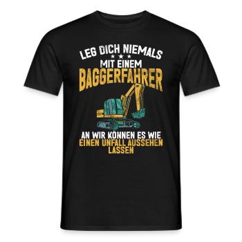 Excavator Driver Funny Construction Worker Profession Excavator - Men's T-Shirt - black - Front - AI Model Male 178 light (178cm)