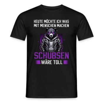 Heute möchte ich was mit Menschen machen Schubsen - Männer T-Shirt - Schwarz - Vorne - AI Model Male 178 light (178cm)