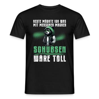 Heute möchte ich was mit Menschen machen Schubsen - Männer T-Shirt - Schwarz - Vorne - AI Model Male 178 light (178cm)