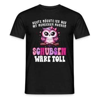 Heute Möchte Ich Menschen Schubsen Eule - Männer T-Shirt - Schwarz - Vorne - AI Model Male 178 light (178cm)