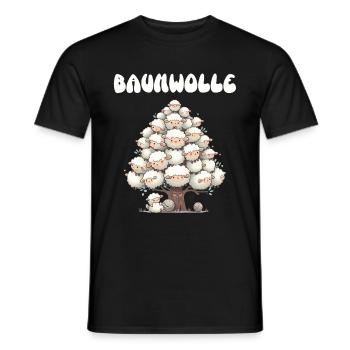 Cotton Sheep Cartoon Funny Sheep Pun - Men's T-Shirt - black - Front - AI Model Male 178 light (178cm)
