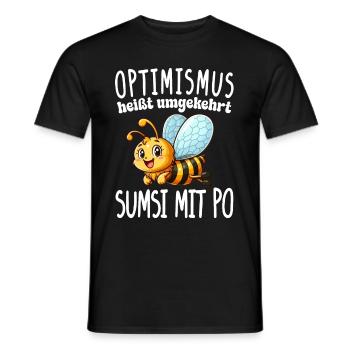 L’optimisme signifie à l’inverse Sumsi avec les fesses plus drôles - T-shirt homme - noir - Devant - AI Model Male 178 light (178cm)