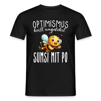 L’optimisme signifie à l’inverse Sumsi avec les fesses plus drôles - T-shirt homme - noir - Devant - AI Model Male 178 light (178cm)
