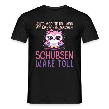 Heute Möchte Ich Menschen Schubsen Eule Humor - Männer T-Shirt - Schwarz - Vorne - AI Model Male 178 light (178cm)