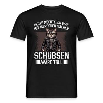 Today I want to push people cat - Men's T-Shirt - black - Front - AI Model Male 178 light (178cm)
