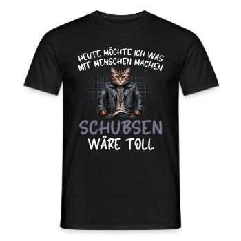 Today I want to push people cat - Men's T-Shirt - black - Front - AI Model Male 178 light (178cm)