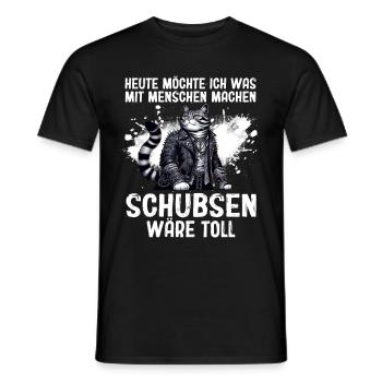 Today I want to push people cat - Men's T-Shirt - black - Front - AI Model Male 178 light (178cm)