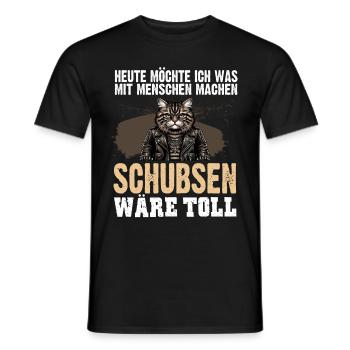 Today I want to push people cat - Men's T-Shirt - black - Front - AI Model Male 178 light (178cm)