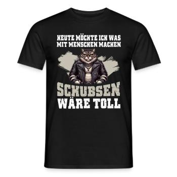 Today I want to push people cat - Men's T-Shirt - black - Front - AI Model Male 178 light (178cm)
