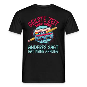 Cassettes Player Mixtape Music 80s Vintage Retro - Men's T-Shirt - black - Front - AI Model Male 178 light (178cm)