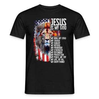 Lion de Juda - La foi en chrétien - T-shirt homme - noir - Devant - AI Model Male 178 light (178cm)