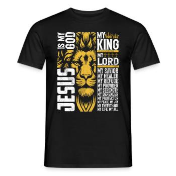 Lion de Juda - La foi en chrétien - T-shirt homme - noir - Devant - AI Model Male 178 light (178cm)