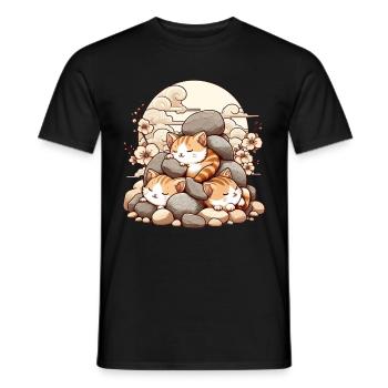 Japanische Katzen Anime Kätzchen Schlafen Kawaii - Männer T-Shirt - Schwarz - Vorne - AI Model Male 178 light (178cm)