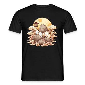 Japanische Katzen Anime Kätzchen Schlafen Kawaii - Männer T-Shirt - Schwarz - Vorne - AI Model Male 178 light (178cm)