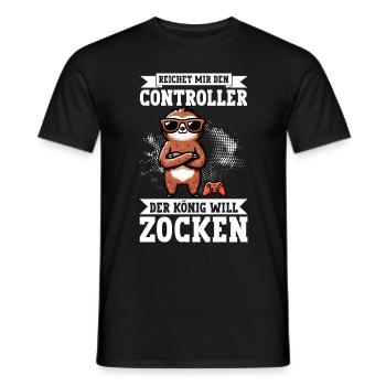 Elle me tend la manette, la reine veut jouer - T-shirt homme - noir - Devant - AI Model Male 178 light (178cm)