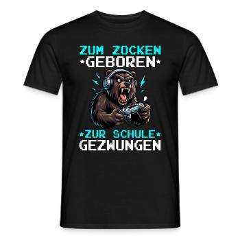 Zum Zocken geboren zur Schule gezwungen Bär - Männer T-Shirt - Schwarz - Vorne - AI Model Male 178 light (178cm)