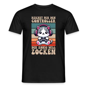 Il me tend la manette que le roi veut jouer - T-shirt homme - noir - Devant - AI Model Male 178 light (178cm)