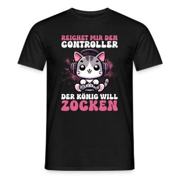 Il me tend la manette que le roi veut jouer - T-shirt homme - noir - Devant - AI Model Male 178 light (178cm)