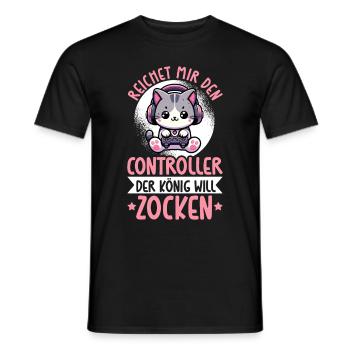 Il me tend la manette que le roi veut jouer - T-shirt homme - noir - Devant - AI Model Male 178 light (178cm)