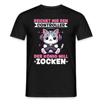 Il me tend la manette que le roi veut jouer - T-shirt homme - noir - Devant - AI Model Male 178 light (178cm)