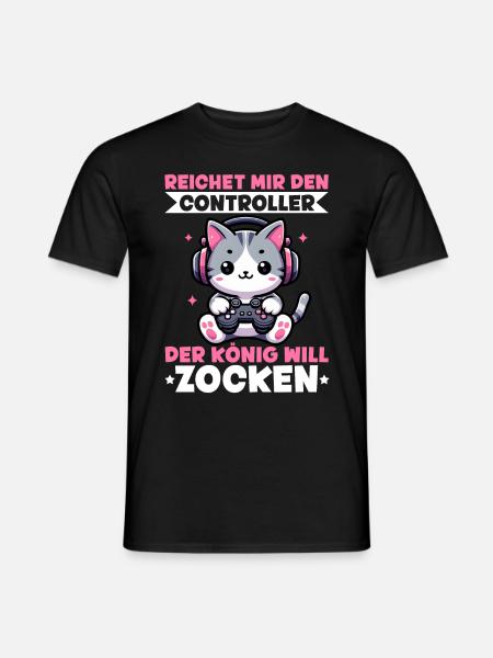 Reichet Mir Den Controller Der König Will Zocken - Männer T-Shirt - Schwarz