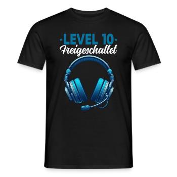 Level 10 Freigeschaltet Gaming Geburtstag PC - Männer T-Shirt - Schwarz - Vorne - AI Model Male 178 light (178cm)