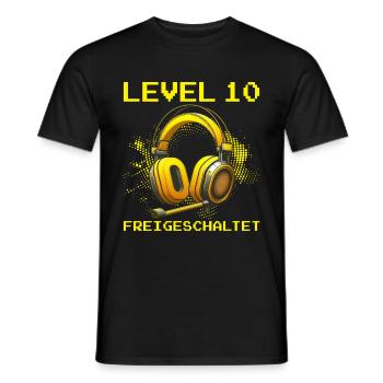 Level 10 Freigeschaltet Gaming Geburtstag PC - Männer T-Shirt - Schwarz - Vorne - AI Model Male 178 light (178cm)