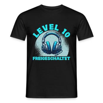 Level 10 Freigeschaltet Gaming Geburtstag PC - Männer T-Shirt - Schwarz - Vorne - AI Model Male 178 light (178cm)
